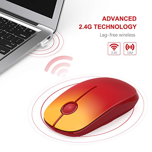 Vssoplor Wireless Mouse, 2.4G Slim Portable Computer Mice With Nano Receiver For Notebook, Pc, Laptop, Computer (Yellow To Red) #TOP3