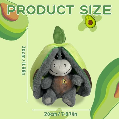 KUWUNG Atmendes Kuscheltier Esel, Herzschlag Plüsch Esel mit Atmung, Musik und Lichtern, Weiches Erdbeer Avocado Plüschtier Puppe, Kuscheltier Atmet Esel zum Linderung Angstzuständen 32 cm