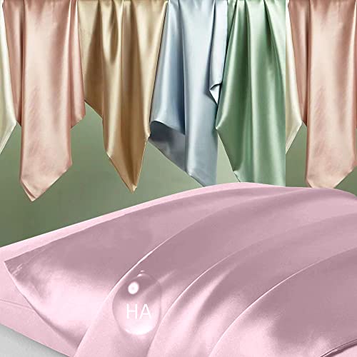 Image of Silk Pillowcase 2 Pack, Mulberry Silk Pillow Cases Queen Size Set of 2, Anti Acne Silk Pillowcase for Hair and Skin, Natural Silk Satin Pillowcases Gifts for Women Men 2 Pack with Zipper, Light Pink
