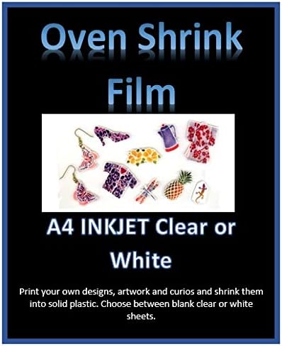 Oven Heat Shrink Plastic x 5 A4 - Blank White Inkjet Sheets