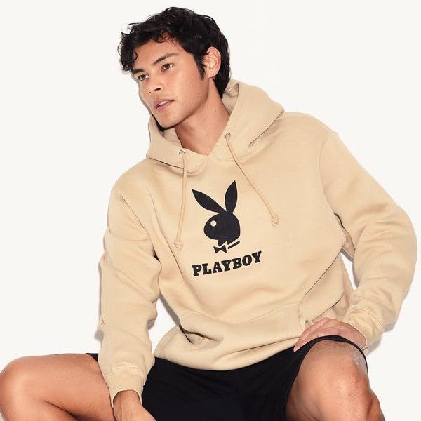 Playboy Bunny Logo Hoodie – Men’s Pullover Fleece Sweatshirt with Heavyweight Cotton Blend, Fleece-Lined Hood, and Durable3