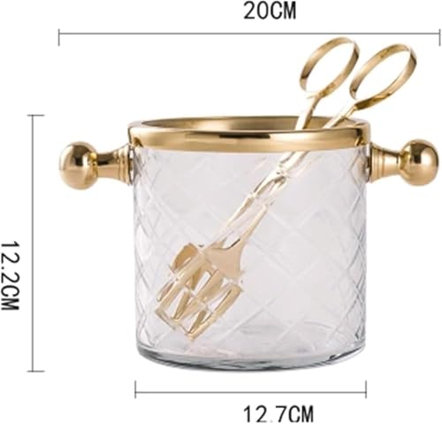 Cubo de hielo térmico de vidrio, enfriador de champán con pinzas de acero inoxidable, bandeja de almacenamiento creativo de lujo para cubitos de hielo, accesorios esenciales de bar