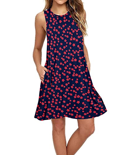 Image of Summer Dresses for Women Casual Sleeveless Swing Sundress with Pockets