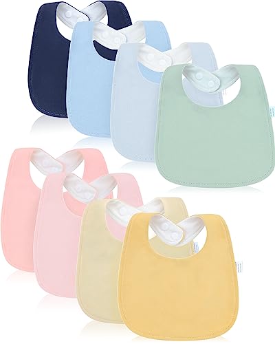 Image of Hemerocallis 8 Pack Drooling Bibs for Infants,Baby Snap Bibs for Boys Girls,Newborns,Organic Cotton,Adjustable,Machine Washable