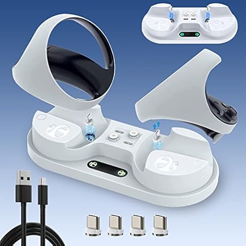SENTICAM Charging Dock for PS5 VR2 Controller, Light & Portable Playstation 5 VR2 Sense Controller Charging Sation, Fast Charger Dock with 2 Charging Port & LED Indicator for PS VR2 Accessories Cover
