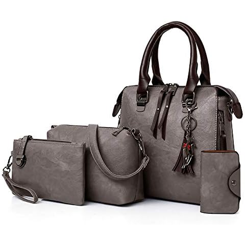 KEEPOP Women's 4 PCS Handbag Set with Tassel Cover
