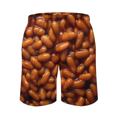 Baked Beans Food Mens Swim Trunks Beach Swimming Shorts with Pockets and Mesh Lining3