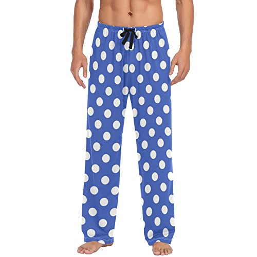 Vintage Dark Blue Polka Dot Men's Pajama Pants Sleepwear Lounge Pajama Bottoms