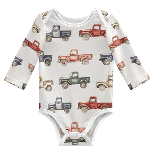 vvfelixl Baby Bodysuits Vintage Trucks Jeeps Long Sleeve Cotton Baby Clothes for Boys Girls 0-3M