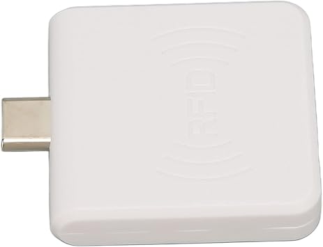 Cosiki Square Card Reader, Credit Card Reader ID Mobile Phone Card Reader Type C Interface 125Khz Portable Smart Card Reader White