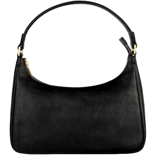 Time Resistance Leather Handbag - Full-Grain Leather Purse for Women – Shoulder Bag Made in Italy (Black)