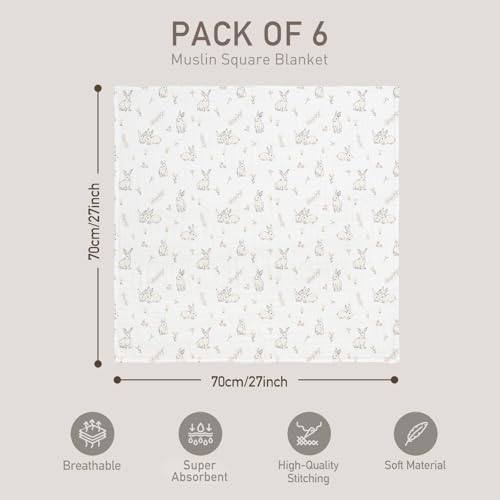 Image of GLLQUEN BABY Receiving Blanket Boy Cotton Muslin Swaddle Blankets Girl Newborn Squares Breathable & Soft Thin Baby Blankets Cloths Double Absorbent Infant Swaddling Wrap - 6 Pack (Looking for Spring)