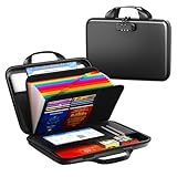 Fireproof Document Organizer with Lock, Rigid EVA File Box with 13-Pocket Accordion Folder for Important Documents & Tablets under 11', Lightweight Safe Storage for Home, Office & Travel (Small Size)