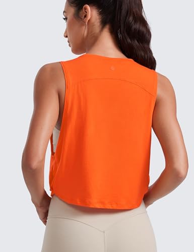 Image of CRZ YOGA Pima Cotton Dropped Armhole Tank | Workout, Naturally Soft, Loose Fit, Crop, Crewneck, Knotted Sides, Sleeveless Tops for Women