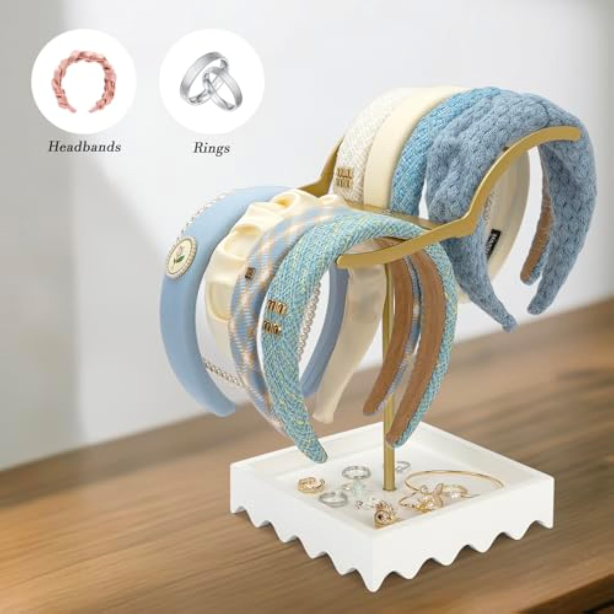 Metal 2-Tier Headband Holder, Stylish Organizer Stand