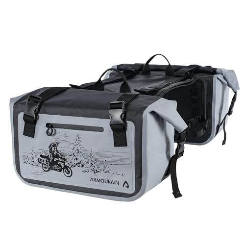 ARMOURAIN Bolsa lateral para motocicleta 60 L (30 L x 20) Bolsa de assento para porta-malas Acessórios para motocicleta (cinza)