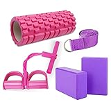 Smallrun Columna Yoga Cuerda de Tensión Multifunción Bloques de Yoga EVA Bloque Yoga para Yoga, Pilates Bloque de Espuma EVA Banda Yoga (Kit-Columna)