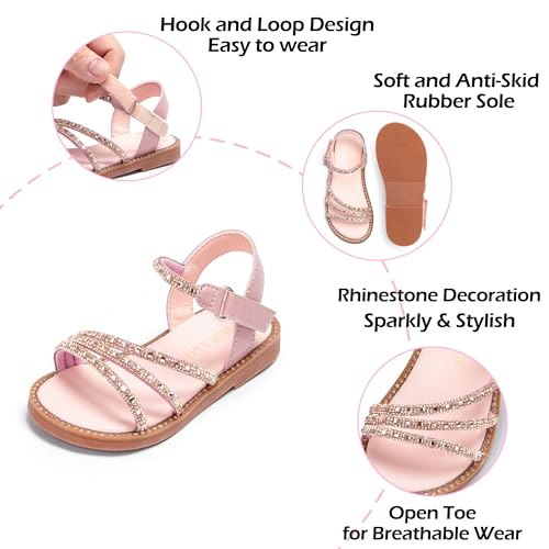 Image of PHIRAMIN Toddler Girl Sandals - Flower Girl Dress Shoes Open Toe Little Kid Flats
