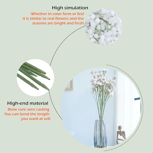 Image of HOMEVERSE Baby Breath /Gypsophila Artificial Fake Silk Plants Wedding Party Decoration Real Touch Flowers DIY Home Garden(White-05)