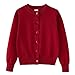Boys Girls Lightweight Knit Cardigan Sweater School School Casual Clothes Long Sleeve Open Front Slim (Red, 9-11 Years)