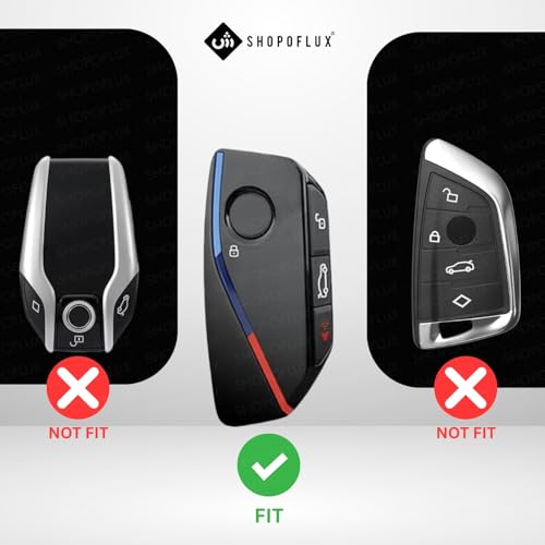 Image of SHOPOFLUX Metal Key Cover Compatible for BMW 7 Series 740i 760i X1 X7 XM IX I7 X5 X3 Smart Key 4 Button