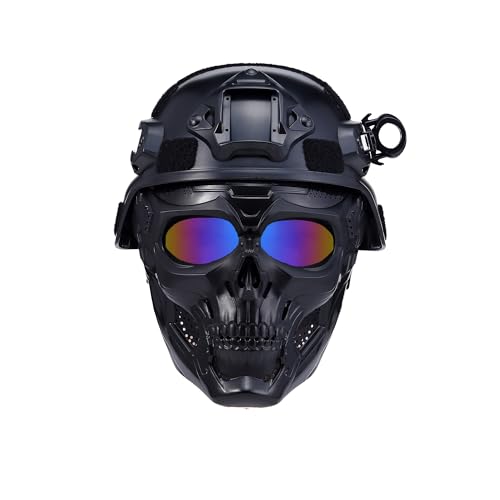 Airsoft Helmet and Mask, Tactical Skull Mask, Full Face Airsoft,Military Paintball Helmet with NVG...