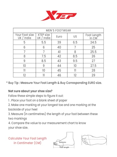 Image of XTEP Lace up Style, IPR (Mix of EVA & Rubber Material), Superior Comfort, Extra Grip, Synthetic Leather Upper, Textured Pattern Running Shoes for Men