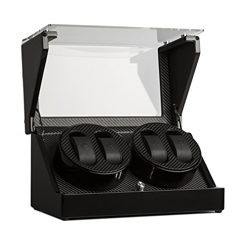 KLARSTEIN CA2PM - Remontoir, Tourne-Montre, Boîtier à Montre, Capacité: 4 Montres automatiques, 4 Modes de Mouvement préprogrammés, Droite-Gauche, Silencieux, vitrine, Noir