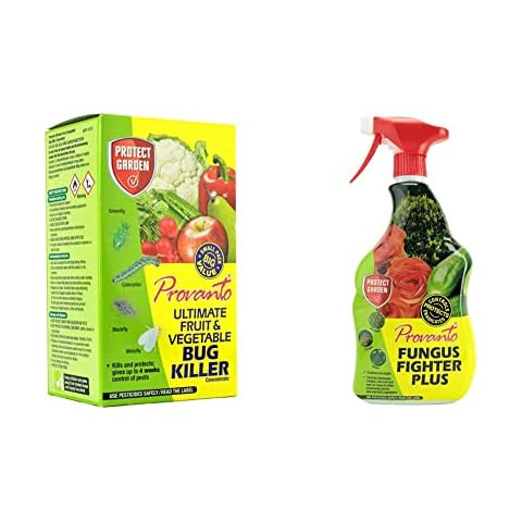 Provanto 86600247 Ultimate Fruit and Vegetable Bug Killer, Insecticide Protects For up to Four Weeks, 30ML, Concentrate & 86600250 Fungus Fighter Plus, Fungicide Protects For 3 Weeks, 1L, Ready-To-Use Cover