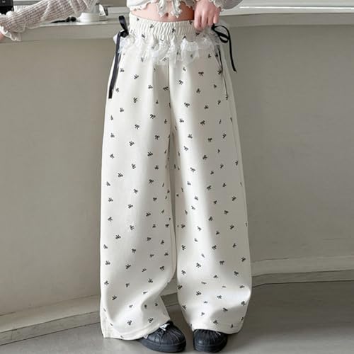 Girls Y2K Wide Leg Sweat Pants with Pockets Teens Kids Casual Ruffle Lace Elastic Waist Baggy Sweatpants Streetwear2