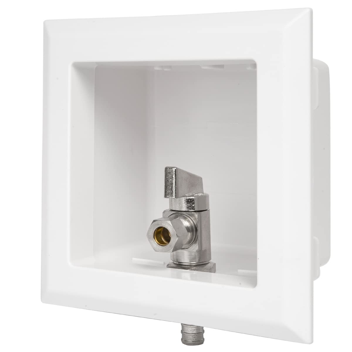 EFIELD Pex Pre-assembled Dishwasher Outlet Box, 1/2-Inch Barb Crimp Pex F1807 Inlet with Installed 1/4-Turn Ball Valve, White (Regular),(DW004)
