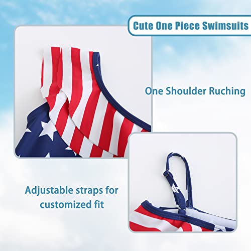 Image of Girls One Piece Swimsuits Hawaiian Ruffle Swimwear Kids Summer Bathing Suit 3-14 Years