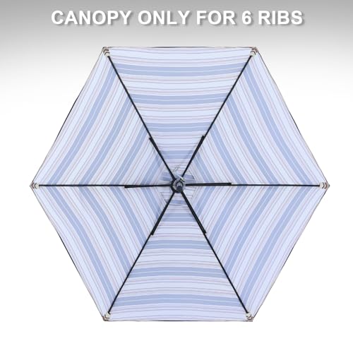 Image of MASTERCANOPY Patio Umbrella 7.5 ft Replacement Canopy for 6 Ribs-Black and Red stripe Canopy Only