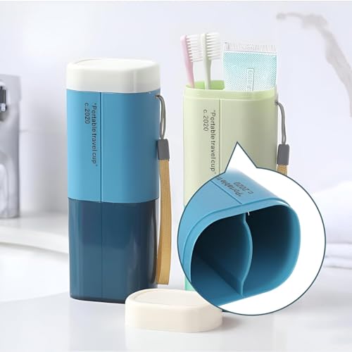 Image of Portable Travel Toothbrush Case with Cup - Multifunctional Toothpaste Holder Organizer, Toothbrush & Towel Storage Box for Travel, Camping, Business Trip & School (Travel Cup-2, 1, Count)