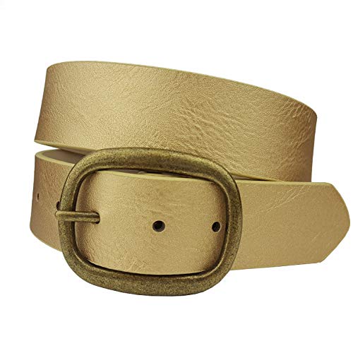 Axesoria Vegan Plain Belt with Matte Oval Buckle (S, Gold)