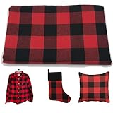 Red Black Buffalo Plaid Fabric 4.5oz/yd² 2' Gingham Checker Cotton Blend Width 57 Inch (1 Yard pre Cut)