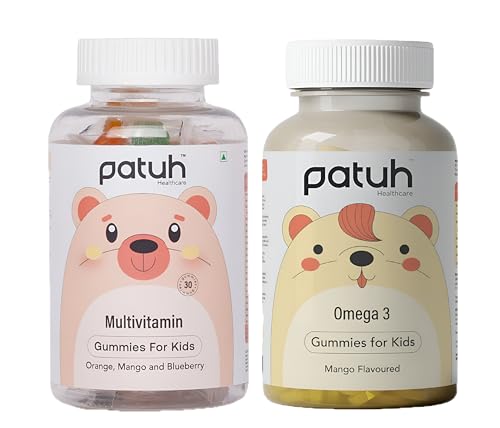 Image of Junior Vital Kids Combo, Multivitamin & Omega-3 Supplement (4+), Supports Immunity, Brain, Heart & Bone Health, 100% Veg, 2-Pack, Delicious & Nutritious Daily Support