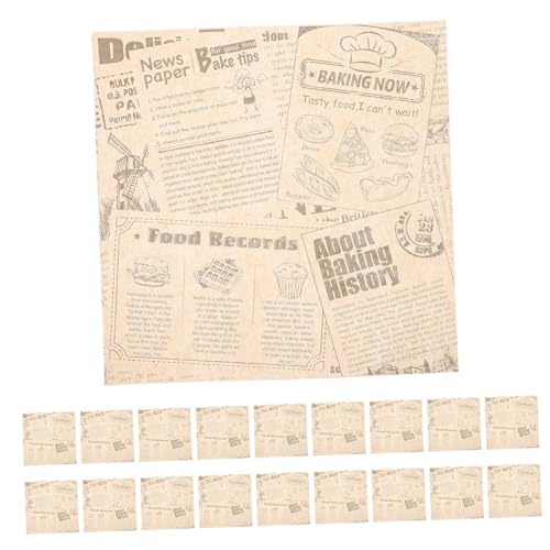 FUNNETOYU 50 Hojas Papel para Envolver Alimentos Diseño Periódico Resistente Grasas y Antiadherente para Sándwiches Hamburguesas Papas Fritas y Repostería