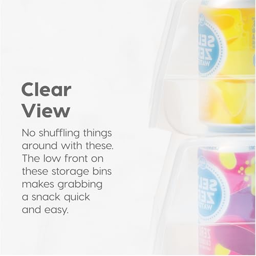 IRIS USA Clear Plastic Stackable Storage Bins, Large- 8 Pack, Open Front Fridge Pantry Kitchen Closet Cabinet Bathroom Organizer Basket for Organizing Snack, Cans, Office Supplies, and Coffee Pods by IRIS USA - Image 6