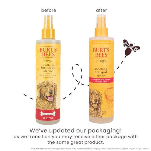 Burt's Bees for Pets Hot Spot Spray with Apple Cider Vinegar and Aloe Vera for Itchy Dogs, 95% Natural Origin Formulas, Itchy Skin Relief, 10 Fl Oz