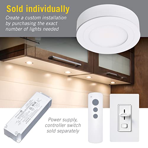 Image of Armacost Lighting PureVue LED Puck Light, Brushed Steel, 5000K, 253411 | Dimmable, Under Cabinet, 2.75 Inch Diameter, Hardwired, Low Voltage, Daylight White Light