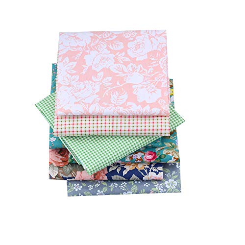 New Foral Series Cotton Fabric Quilting Patchwork Fabric Fat Quarter Bundles Fabric for Sewing DIY Crafts Handmade Bags 40X50cm 7pcs/lot (Green Series)