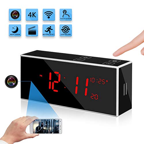 Wireless Hidden Spy Clock Camera with Stronger Night Vision YuanFan Mini Small 4K HD WiFi Smart Nanny Cam Motion Detection 160°Wide-Angle IP Remote Security Camera for Home Office Shop