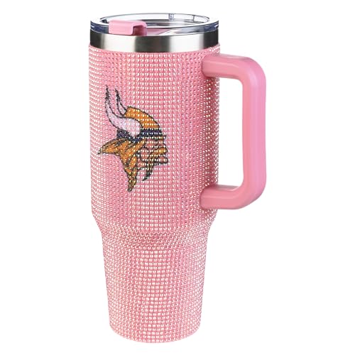 Image of The Memory Company Officially Licensed 40oz Pink Bling Game Day Tumbler, Minnesota Vikings