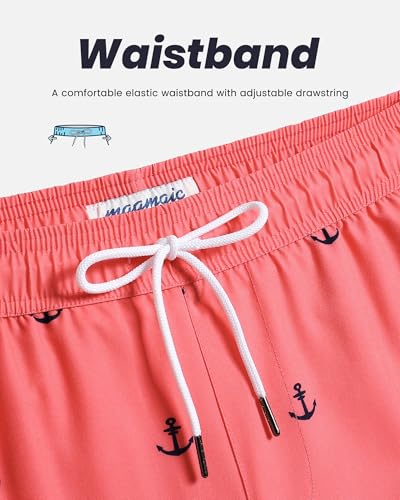 Image of maamgic Mens Swim Trunks with Compression Liner 5 Inch, Quick Dry Bathing Suit with Zipper Pockets, No-Chafing Swim Shorts