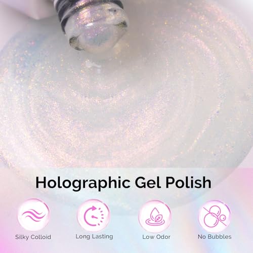 Image of MelodySusie Shimmer Aurora Yellow Pink Gel Nail Polish, 0.5fl oz Soak Off UV LED Jelly Pink White Gel Polish Gift for Women Nail Art Manicure Salon DIY Nail Design Decoration at Home-G2608