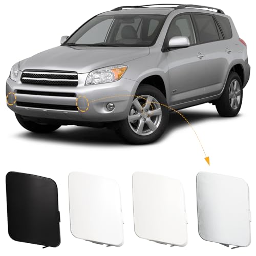 CZShiYue Car Front Bumper Tow Hook Cover Cap Towing Eye Fit for Toyota RAV4 2006 2007 2008 Trailer Cover 53286-42931 53285-42930 (White, Right Passenger Side)