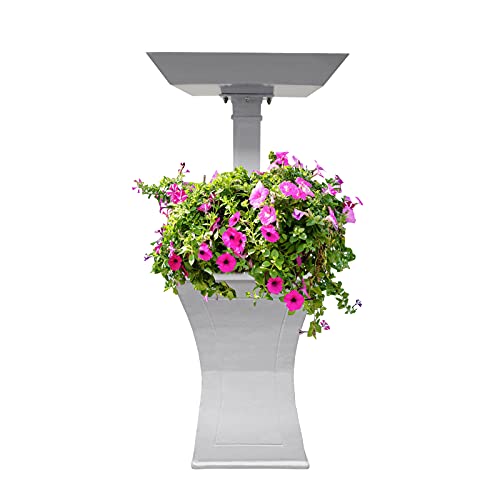 Image of Oakland Living Modern Square Cast Aluminum Metal 40-in White Bird Bath and Planter Vase Combo