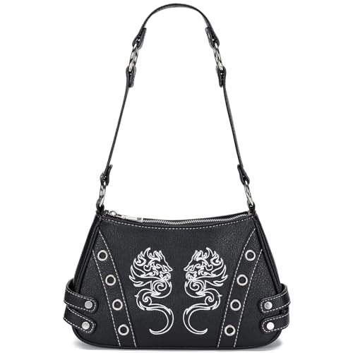Y2K Small Shoulder Bag Goth Punk Studded Purse for Women