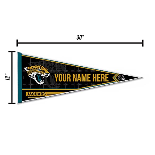 Image of Rico Industries NFL Football Jacksonville Jaguars Personalized - Custom 12 inch x 30 inch Soft Felt Pennant - EZ to Hang